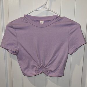 Lavender Knot-Front Crop Top